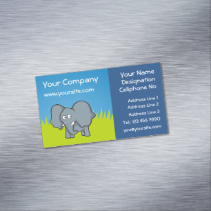 Grey elephant cartoon magnetic business card