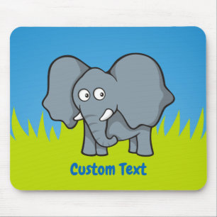 Grey elephant cartoon mouse pad
