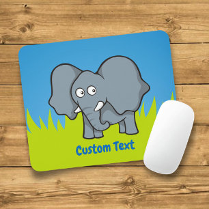 Grey elephant cartoon mouse pad