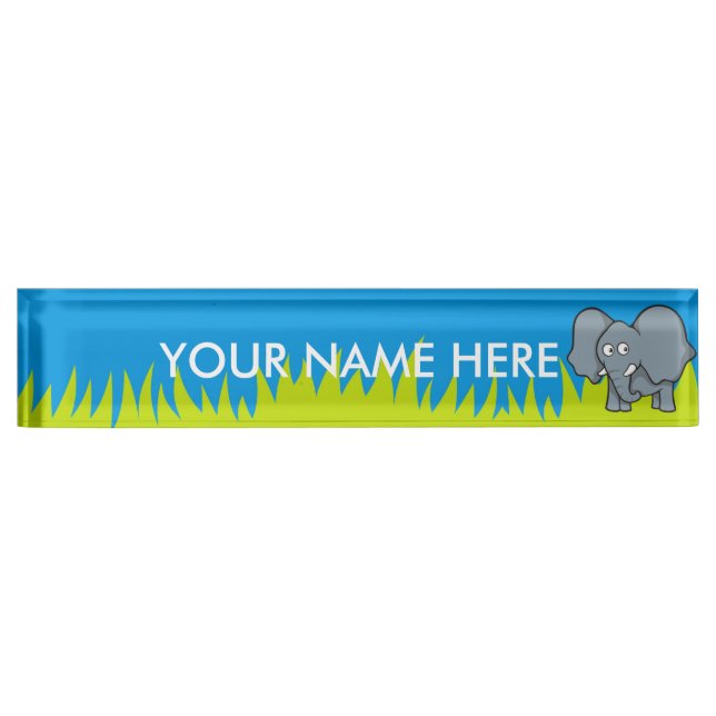 Grey elephant cartoon nameplate (Front)
