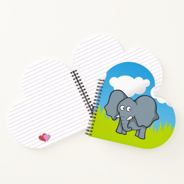 Grey Elephant Cartoon Notebook (Inside)