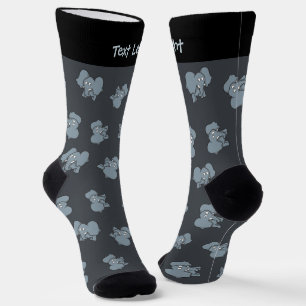 Grey Elephant Cartoon Pattern Socks