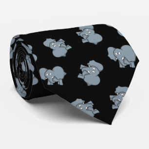 Grey Elephant Cartoon Pattern Tie