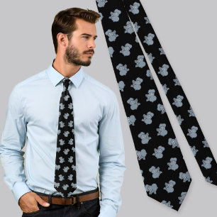 Grey Elephant Cartoon Pattern Tie