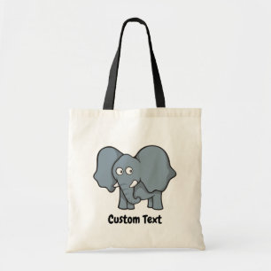 Grey elephant cartoon tote bag