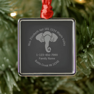 Grey Elephant Family Home Address Republican Metal Tree Decoration