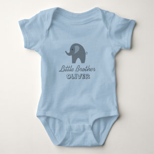 Grey elephant little brother baby romper bodysuit