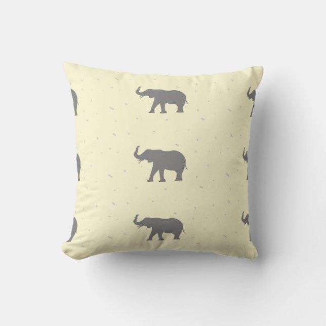 Grey elephant silhouette cushion (Front)