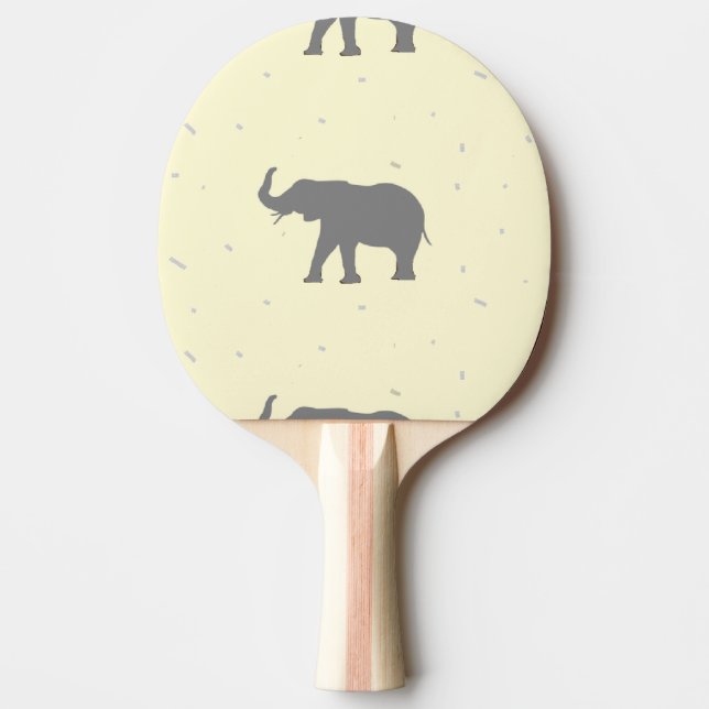 Grey elephant silhouette ping pong paddle (Front)