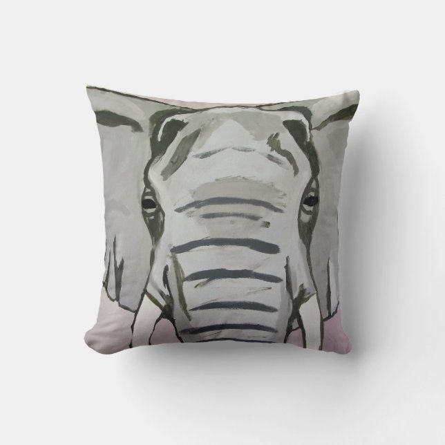 Grey Elephant Throw Pillow (Front)