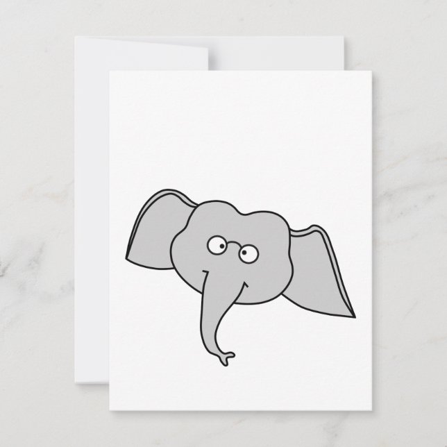 Grey Elephant with Glasses. Cartoon. (Front)