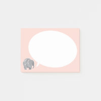 Grey Elephant with Speech Bubble on Shell Pink