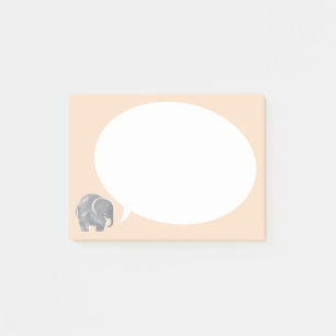 Grey Elephant with Speech Bubble on Sherbet Orange Post-it Notes