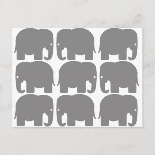 Grey Elephants Silhouette Postcard