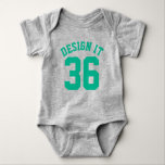 Grey & Emerald Green Baby | Sports Jersey Design Baby Bodysuit<br><div class="desc">Grey & Emerald Green Baby | Sports Jersey Design • Baby Football Bodysuit</div>