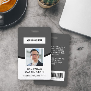 Grey Employee ID Logo Photo Barcode Badge ID Badge
