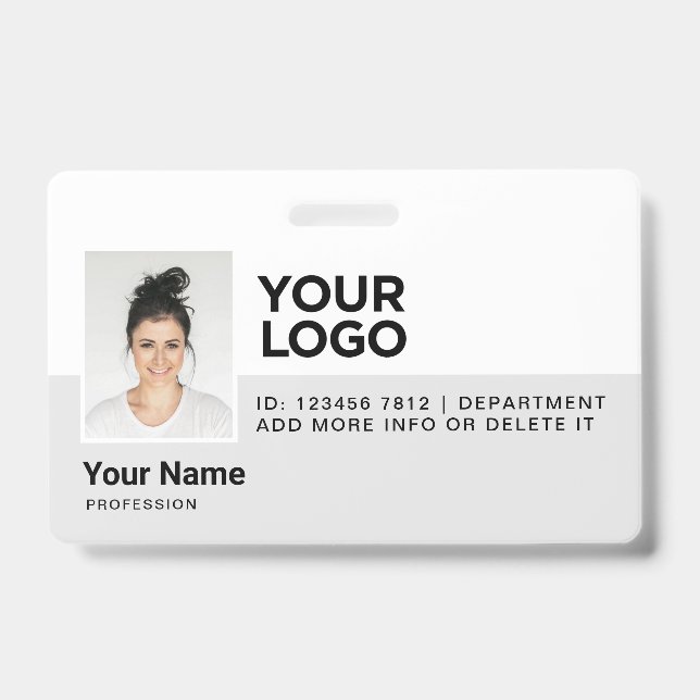 Grey Employee Modern Photo ID Security Badge (Front)