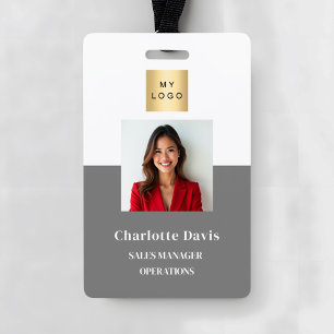 Grey employee photo ID company security Badge