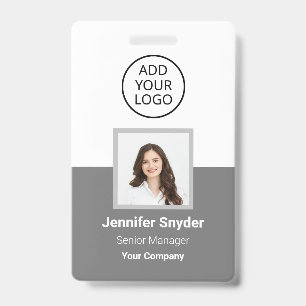 Grey, Employee Photo ID w/ QR Code, Company Badge