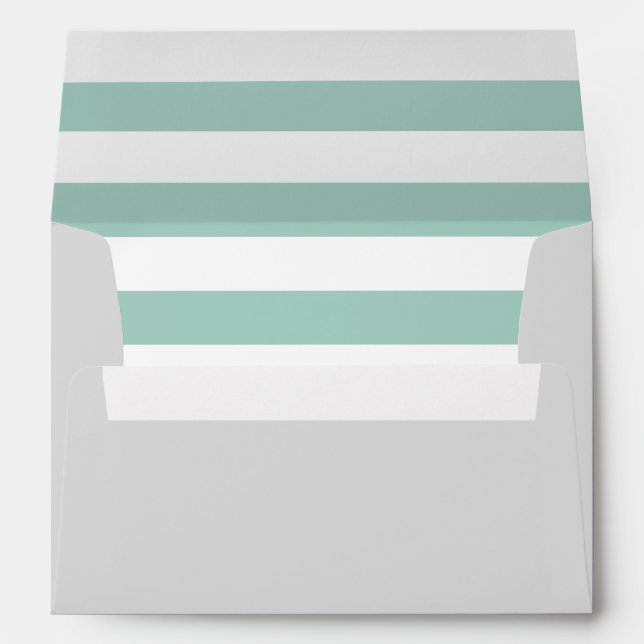 Grey Envelope With Mint Green and White Stripes (Back (Bottom))