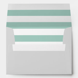 Grey Envelope With Mint Green and White Stripes