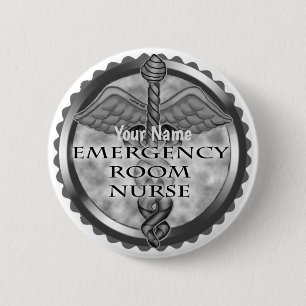 Grey ER Nurse 6 Cm Round Badge