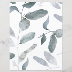 Grey Eucalyptus Branches Scrapbook Paper