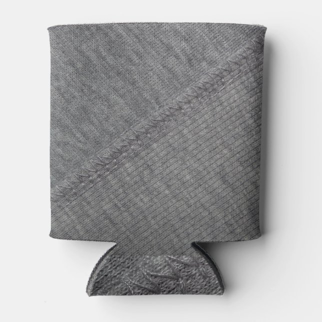 Grey fabric: abstract stitched texture. can cooler (Front)