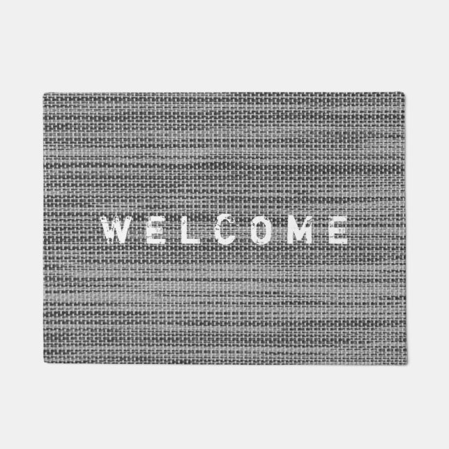Grey Fabric Cloth - Welcome - Customisable Doormat (Front)