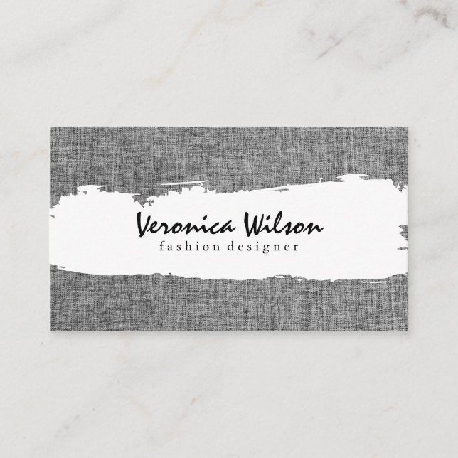 Grey Fabric Linen Material Business Card (Front)
