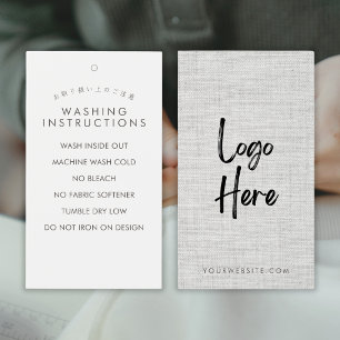 Grey Fabric Logo Price Washing Instructions Tag