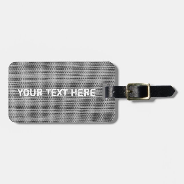 Grey Fabric Luggage Tag - Custom Text (Front Horizontal)