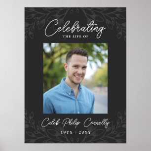 Grey Faint Greenery Celebrating Life Photo Poster