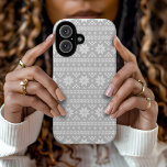 Grey Fair Isle Christmas Sweater Pattern iPhone 16 Case<br><div class="desc">Add cosy winter vibes to your phone with our custom case featuring a classic Nordic Fair Isle pattern design. Perfect for the holiday season or year-round, this stylish case combines protection with a touch of traditional Scandinavian charm. Use the design tools to add your own text and photos. Personalise it...</div>