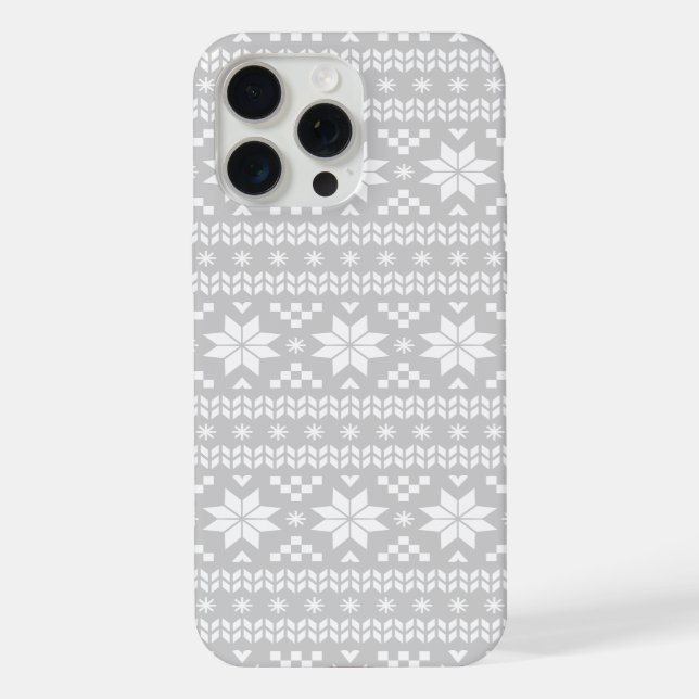 Grey Fair Isle Christmas Sweater Pattern iPhone Case (Back)