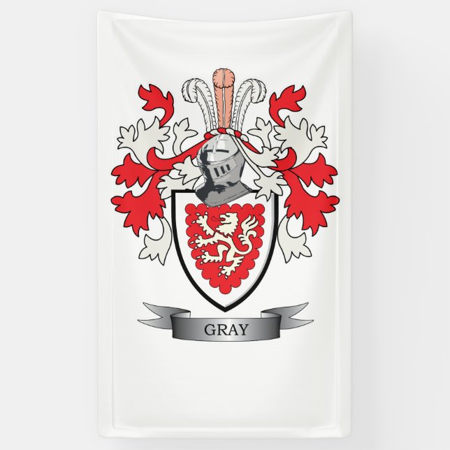 Grey Family Crest Coat of Arms Banner (Vertical)