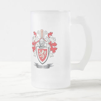 Grey Family Crest Coat of Arms Frosted Glass Beer Mug