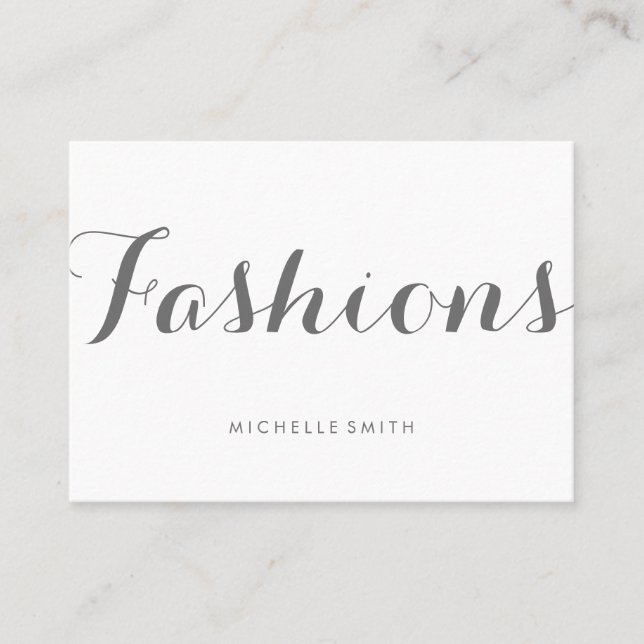 Grey Fancy Font Minimalist Business Card (Front)