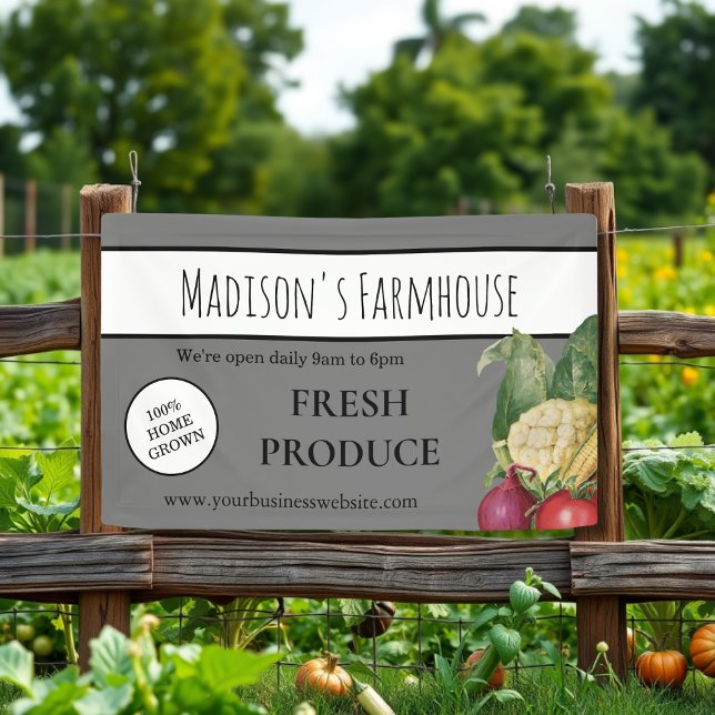 Grey Farmhouse Produce Farm Business Banner (Creator Uploaded)