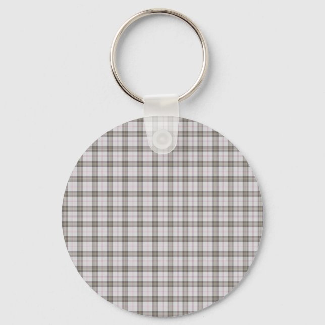 Grey fashion tartan key ring (Front)