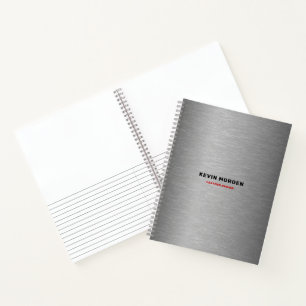 Grey faux brushed steel texture notebook
