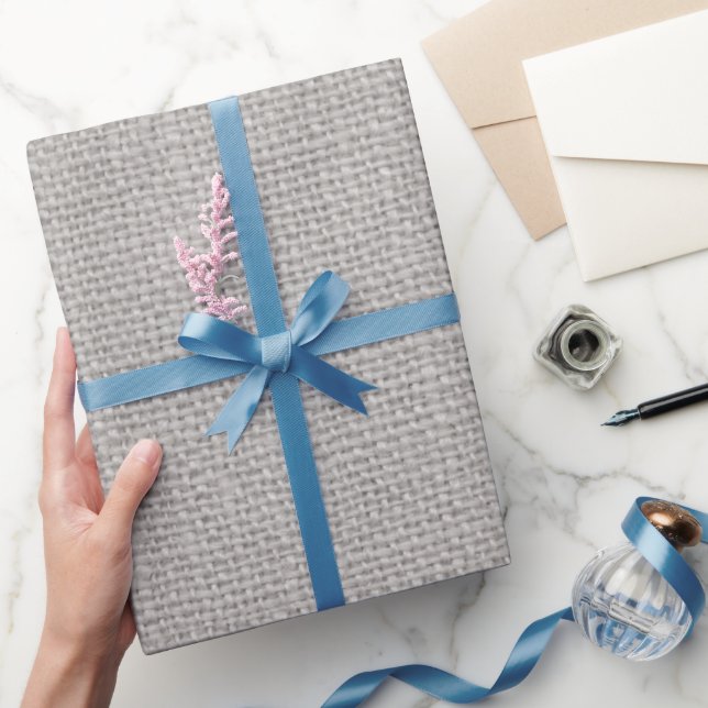 Grey faux burlap Country wrapping paper (Gifting)