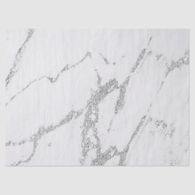 Grey faux glitter silver glitter accent tissue paper (Front)