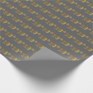 Grey, Faux Gold 10th (Tenth) Event Wrapping Paper