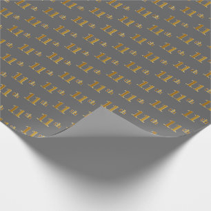 Grey, Faux Gold 11th (Eleventh) Event Wrapping Paper