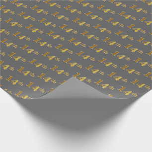 Grey, Faux Gold 14th (Fourteenth) Event Wrapping Paper