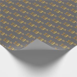 Grey, Faux Gold 18th (Eighteenth) Event Wrapping Paper