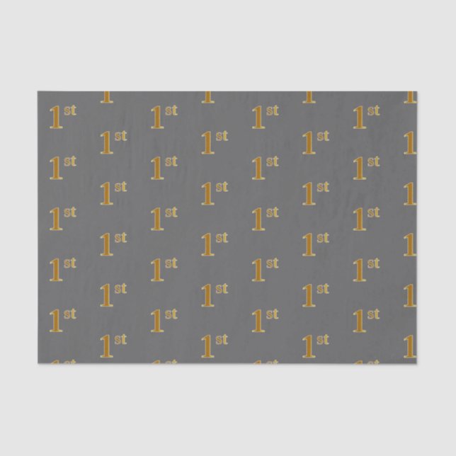Grey, Faux Gold 1st (First) Event Tissue Paper (Front)