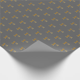 Grey, Faux Gold 1st (First) Event Wrapping Paper