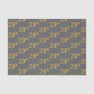 Grey, Faux Gold 29th (Twenty-Ninth) Event Tissue Paper